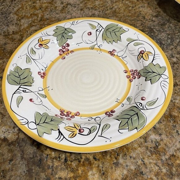 Pier 1 Imports Soup Bowl Chateau Napa Hand Painted Pasta Grapes Vine 10.75" EUC - Picture 5 of 7